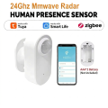 Tuya Human Presence Sensor Zigbee 24G MmWave Radar +PIR,Luminance detection Use Battery Support Zigbee2mqtt Home Assistant. 