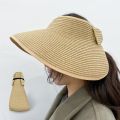 New Women Summer Visors Hat Foldable Sun Hat Wide Large Brim Beach Hats Straw Hat Chapeau Femme Beach UV Protection Cap.