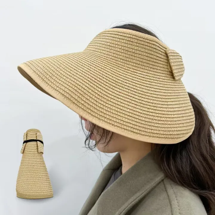 New%20Women%20Summer%20Visors%20Hat%20Foldable%20Sun%20Hat%20Wide%20Large%20Brim%20Beach%20Hats%20Straw%20Hat%20Chapeau%20Femme%20Beach%20UV%20Protection%20Cap%20-%20Image%205