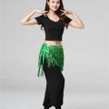 Belly Dance Waist Chain New Glitter Layer Tassel Waist Cover Indian Dance Performance Practice Strap Hip Scarf Skirt Waist Scarf.