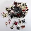  10pcs Halloween Random Style Charms Gothic Cross Heart Skull Charms Pendant DIY Handmade Earrings Jewelry Accessories. 