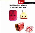 Multi Socket Plug Adapter 2 Pin Power Plug To 3 Way 3 Point Socket Converter .... 