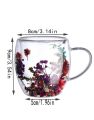 Best Quality Beautiful Double Wall Glass Flowers Particales Drink Mug, Heat Resistant Tea Cups, Coffee Mugs for Beverages Latte Milk, Various Designs sizes. 