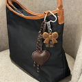 PU Leather Love Heart Bow Keychain Handmade Woven Rope Keyring Y2k Bag Chocolate Pendant Sports Hanging Accessories.
