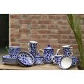 6 person mini Dinner Set| Handmade and Handpainted| Blue Pottery|Ceramics|crockery|Dinnerware. 