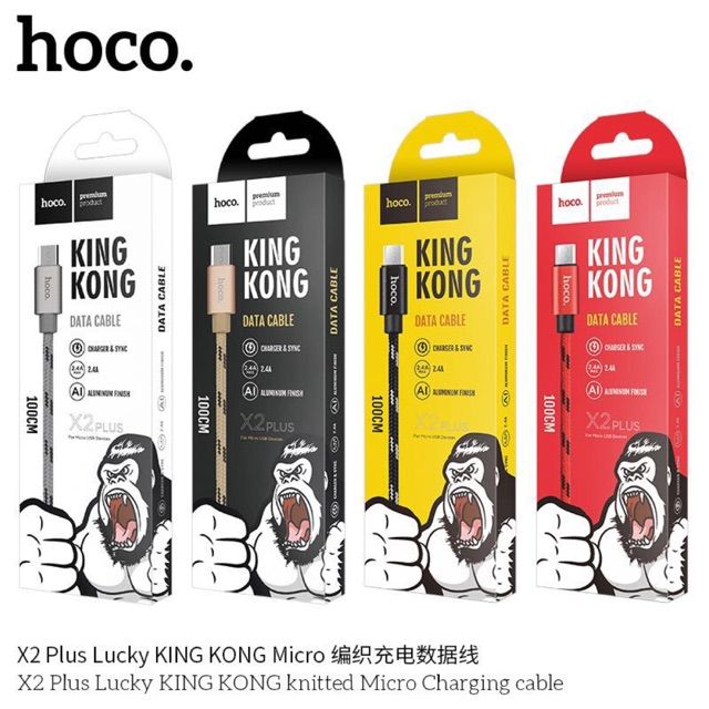 HoCo King Kong charging cable 1-2 m x2plus