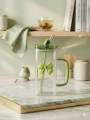 Cute Bow Glass Tumbler with Straw & Handle – 400ml Aesthetic Iced Coffee Mug, Heat-Resistant Clear Borosilicate Glass Cup for Juice, Smoothies & Tea m. 