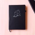 Space Doodle Minimalistic Black BuJo Notebook Dot grid Diary Dotted pages A5 Journal. 