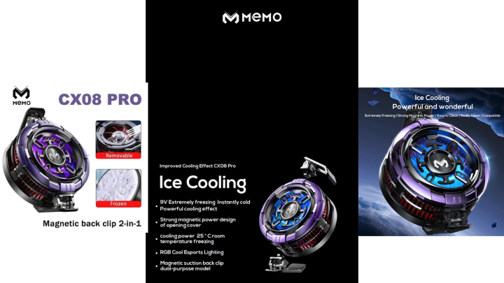 MEMO CX08 / CX08 Pro/ CX08 AI Wireless Mobile Phone Cooler Frozen Semiconductor Cooling Radiator for IOS Android PUBG Magnetic Back-Clip Heat Sink