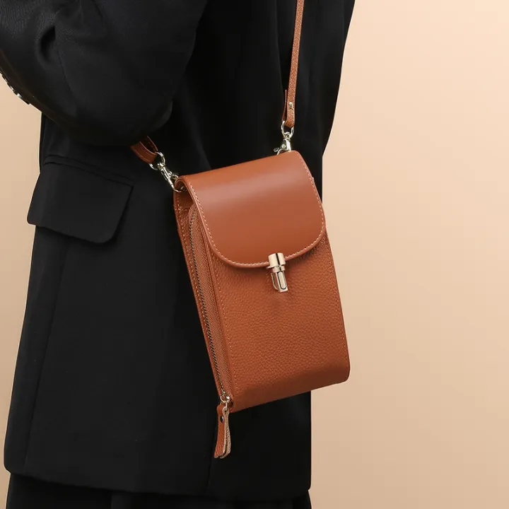 Genuine%20Leather%20Phone%20Bag,%20Crossbody%20Bag,%20Shoulder%20Bag%20with%208%20Card%20Slots,%20ID%20Evidence%20Slot,%20Zipper%20Pocket,%20lychee%20Patterned%20Cowh%20-%20Image%203