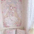 VIKAMA Healing Angels Tapestry Blonde Maiden x Lace White Wings Pink and White Roses Bedroom Nursery Decoration.