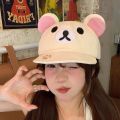 Rilakkuma Bear With Ear Cap Summer Hats For Women Girls Kids Couple Fashion Cartoon Outdoor Sport Sun Visors Baseball Caps . 