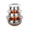 3 Pieces Steel Copper Handi kitchen utensils Set. 