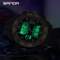 SANDA 2023 Men Watches Sport Military Quartz Watch 50M Waterproof Wristwatch for Male LED Digital Clock Relogios Masculino 6029. 