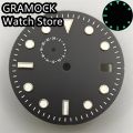 GRAMOCK 29mm Black Green Blue Sterile watch dial green Lumious fit NH37A Automatic movement Watch replacement parts. 