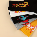 5 pairs of children's spring and autumn season flame jacquard trendy socks, cute socks, tight, comfortable, breathable, suitable.