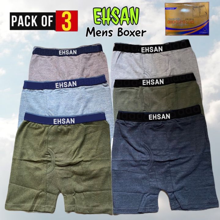 Mens Briefs - Soft Cotton Boxers - Ehsan Branded High Quality Necker - Pack Of 3"