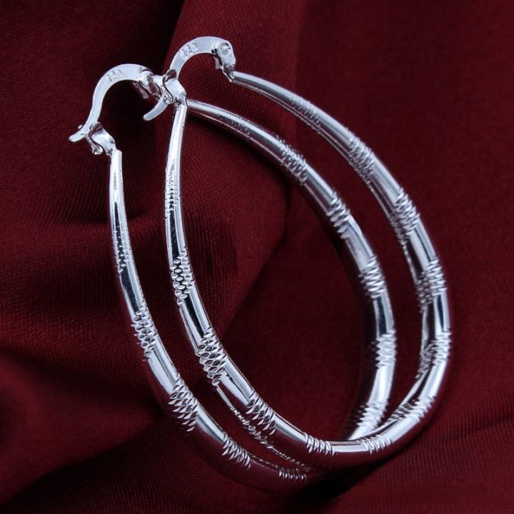 Charms%20silver%20color%203CM%20hoop%20Earrings%20for%20Women%20fashion%20party%20wedding%20Jewelry%20fine%20Christmas%20Gifts%20-%20Image%203