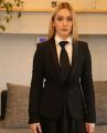 black ladies coat pant suit. 