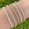 Sparkling Cubic Zircon Tennis Bracelets for Women Luxury Dainty Stackable Gold Color Chain Crystal CZ Banquet Wedding Jewelry.