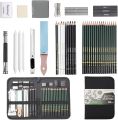 Professional Art Set, 42 PCS Drawing and Sketching Set- Drawing, Sketching and Charcoal Pencils. Kneaded Eraser Included. Art Kit for Beginners, Teens and Adults. 