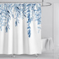 Watercolor Leaves on The Top Plant with Floral Bathroom Decoration Shower Curtain 180*180CM  with Hooks. 