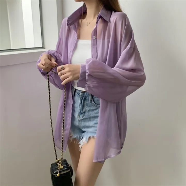 Shirt%20for%20Women%20Blouse%20Long%20Sleeve%20Top%20Female%20Chiffon%20Loose%20Cardigan%20Thin%20Sexy%20Solid%20Color%20Casual%20Shirt%20-%20Image%207