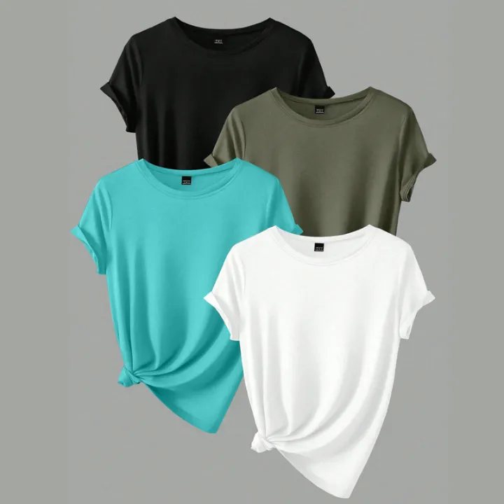 4PCS%20Women's%20Trend%20T-shirts%20Leisure%20Summer%20Tops%20Woman%20Clothing%20Plus%20Size%20Short%20Sleeve%20T%20Shirt%20Clothes%20for%20Women%20Tee%20Top%20Outfit%20-%20Image%205