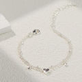 925 Sliver Plated CZ Anklet Bracelets for Women Girl Trendy New Waterproof Heart Charm Dainty Layer Chain Anklets Jewelry .