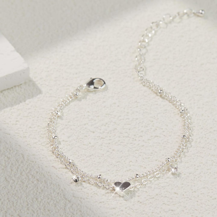 925%20Sliver%20Plated%20CZ%20Anklet%20Bracelets%20for%20Women%20Girl%20Trendy%20New%20Waterproof%20Heart%20Charm%20Dainty%20Layer%20Chain%20Anklets%20Jewelry%20%20-%20Image%204