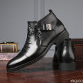 Winter Men's Elegant Boots Ankle non slip Leather Shoes British Zip Black Knight boots Pointed Punk Platform male Booties Botas. 
