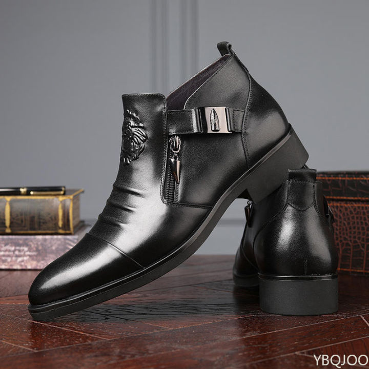 Winter%20Men's%20Elegant%20Boots%20Ankle%20non%20slip%20Leather%20Shoes%20British%20Zip%20Black%20Knight%20boots%20Pointed%20Punk%20Platform%20male%20Booties%20Botas%20-%20Image%203