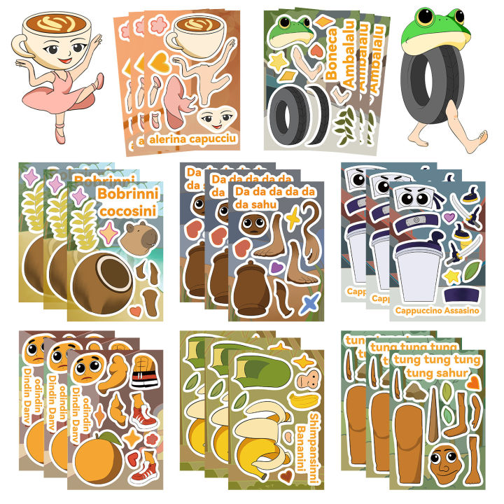 8/32Sheets%20Tung%20Tung%20Sahur%20Italian%20Brainrot%20Animals%20Make%20A%20Face%20DIY%20Assemble%20Jigsaw%20Stickers%20Educational%20-%20Image%202