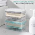 Soap Bar Box Soap Dispenser with Rubber Roller Foaming Soap Saver with Drain Holes and Spring Travel Soap Holder Multifunctional Soap Dish for Home Bathroom Kitchen Countertop Blue. 