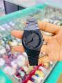 Aura watch 2025 New Arabic Aura Watch Black Modern Creative Design Waterproof Stainless Steel Chain Quartz Movement. 