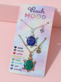 2Pcs/Set Cartoon Cat Butterfly Turtle Temperature-Sensitive Color Changing Pendants Girl Children's Friendship Necklace.