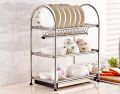 304 STAINLESS STEEL EXTRA WIDE 3 TIER DISH RACK 22 INCH KITCHEN DISH DRAINER RACK WITH REMOVABLE DRAINAGE TRAY PLATE STORAGE ORGANIZER UTENSIL CUTLERY HOLDER RAK. 
