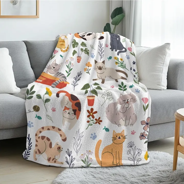 1PC%20Handdraw%20Cute%20Cats%20pattern%20Throw%20Thin%20Blanket%20%20for%20Couch%20Bed%20Car%20Home%20Camping%20For%20Cute%20animals%20Lovers%20all%20season%20use%20-%20Image%202
