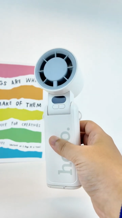 Hoco HX603 Ice Cool & Dual Cooling Foldable Fan. 199 Speed Levels 8500RPM Extreme High Speed Handheld Turbo Fan