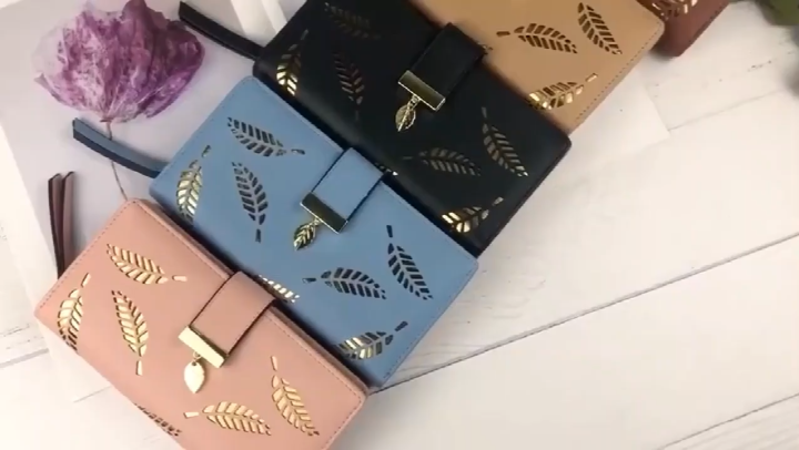 Women's Wallet high quality material Long lasting use Fashionable Clutch Bag Hollow Leaves Zipper Buckle Wallet Women's Bag