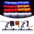 car van jeep Shell 4 Pcs Vip Light Grill Car Police LED Light Strobe Red Blue Emergency Remote Wireless Control Flash Yellow. 