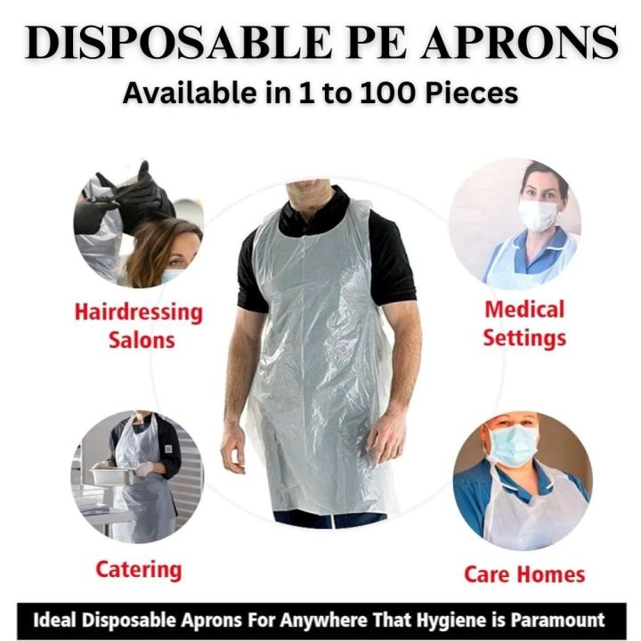 Disposable Aprons Waterproof and Oil Proof | Unisex White Thin Plastic ...