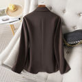 Brown Blazer for Women Spring and Autumn Workplace Style Versatile Casual, Long-Sleeved Small Suit Jacket. 