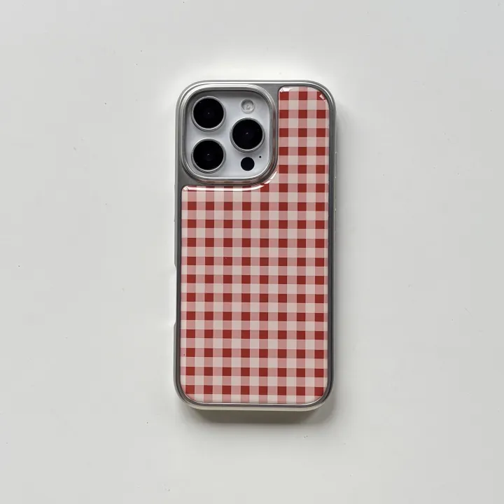 Simple%20Red%20Plaid%20Grid%20Pattern%20Acrylic%20Material%20Glossy%20Surface%20Silver-Plated%20Phone%20Case%20for%20iPhone%2013%2014%2015%2016%2017%20Pro%20Max%20-%20Image%208