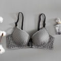 Japanese Underwear Female Small Breasts Gathered Thin Section Underwear Comfortable Breathable Girls Plaid Bra. 