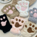 Lovely Plush Cat Claw Paw Gloves Plush Mittens Warm Soft Plush Short Fingerless Fluffy Bear Gloves Costume Half Finger Gloves. 