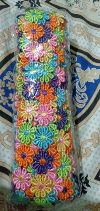 beautiful multi color thread flowers lace 2 yards