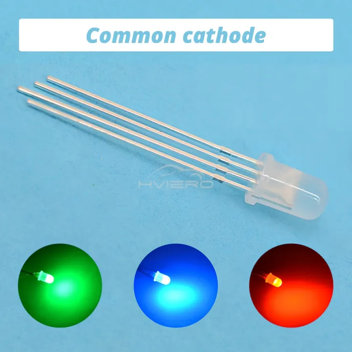10/500X Min F5 5mm Round 4pin Diffused RGB Tri-Color Common Cathode Red ...