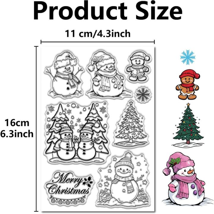 Christmas%20Clear%20Stamps%20Snowman%20Gingerbread%20Man%20Snowflake%20Merry%20Christmas%20Tree%20Transparent%20ReusableRubber%20Stamp%20-%20Image%202