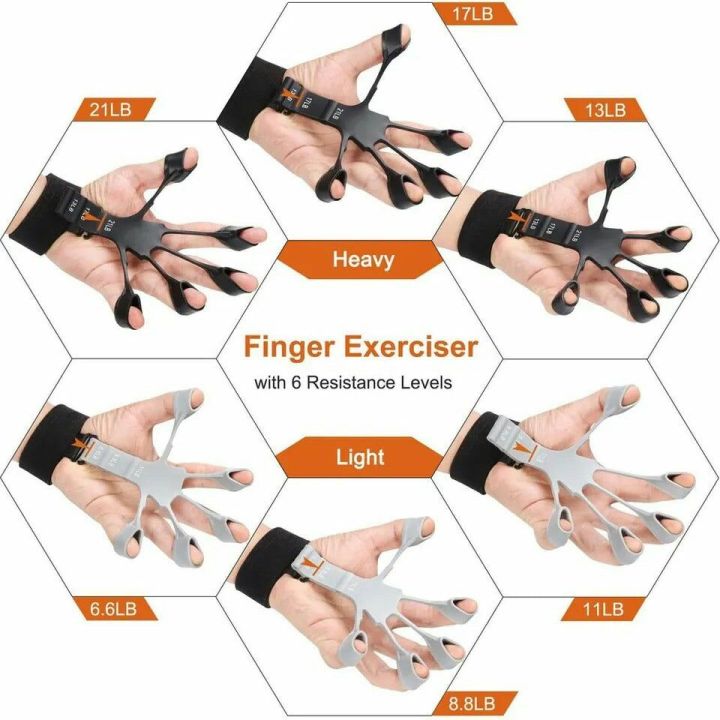 inger Gripper, 6 Resistant Finger Exerciser, Patients Hand Recovery Physical Tools, Guitar Finger Strengthener, Silicone Gripster Grip, Finger Stretcher Hand Grip, Finger Sleeve for Guitar, Hand Therapy and Training Device